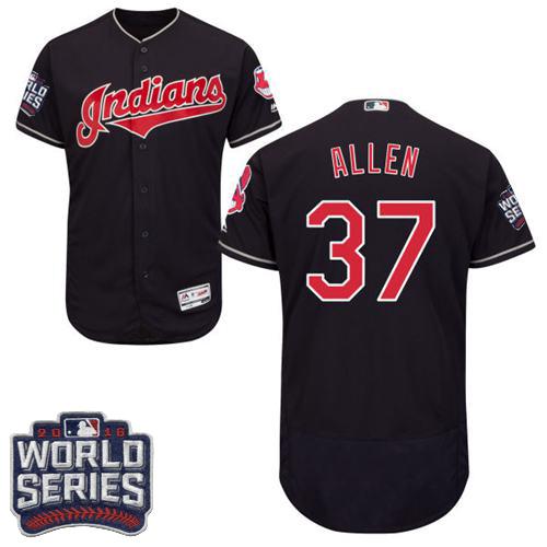Indians #37 Cody Allen Navy Blue Flexbase Authentic Collection 2016 World Series Bound Stitched MLB Jersey